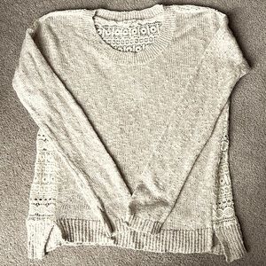 Maison Jules Cream Color Long Sleeve Lace Sweater Size M‎